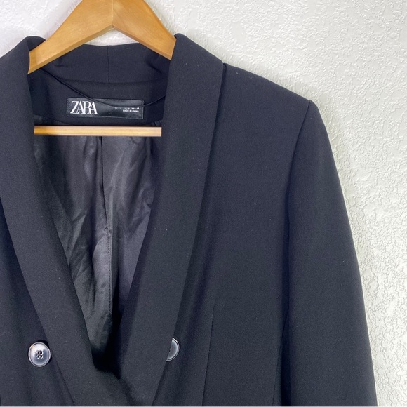 Zara Black Double Breasted Blazer Jacket - Picture 3 of 8